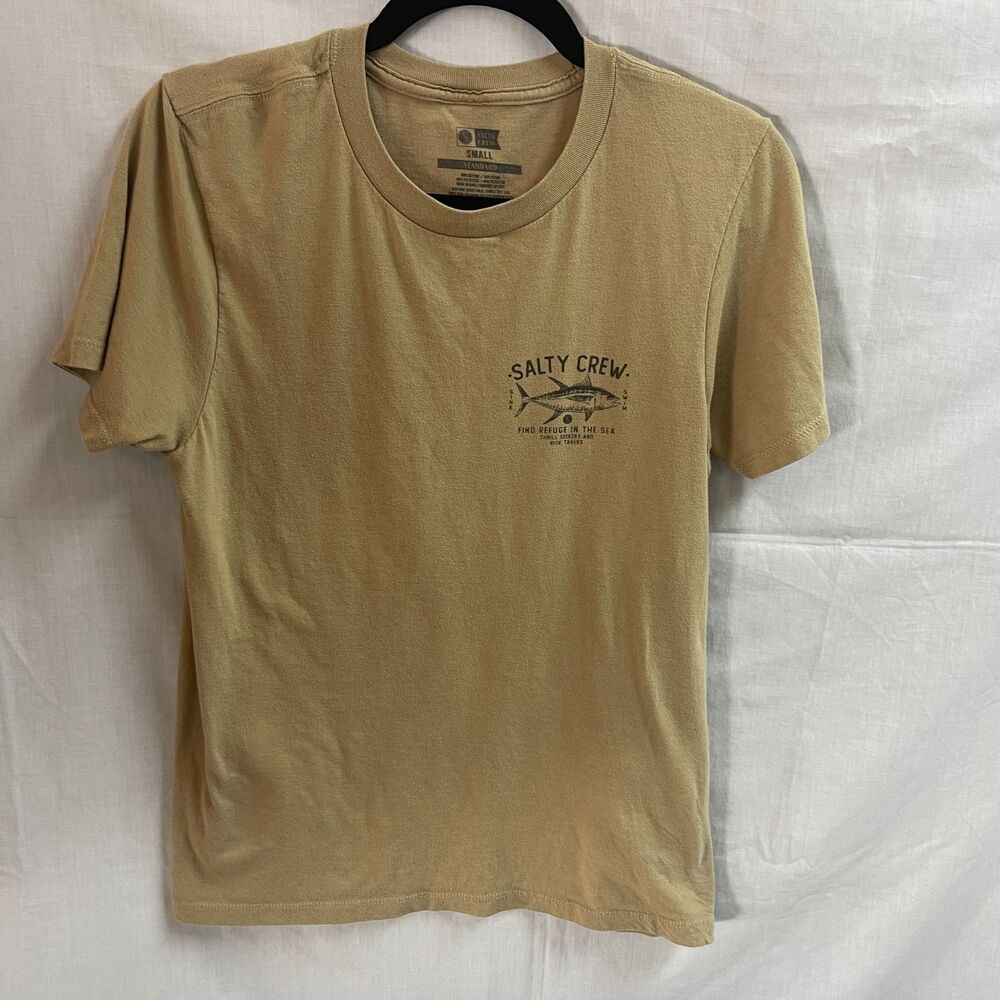 Salty Crew T Shirt Find Refuge in the Sea Beige Size Small Yellowfin Tuna
